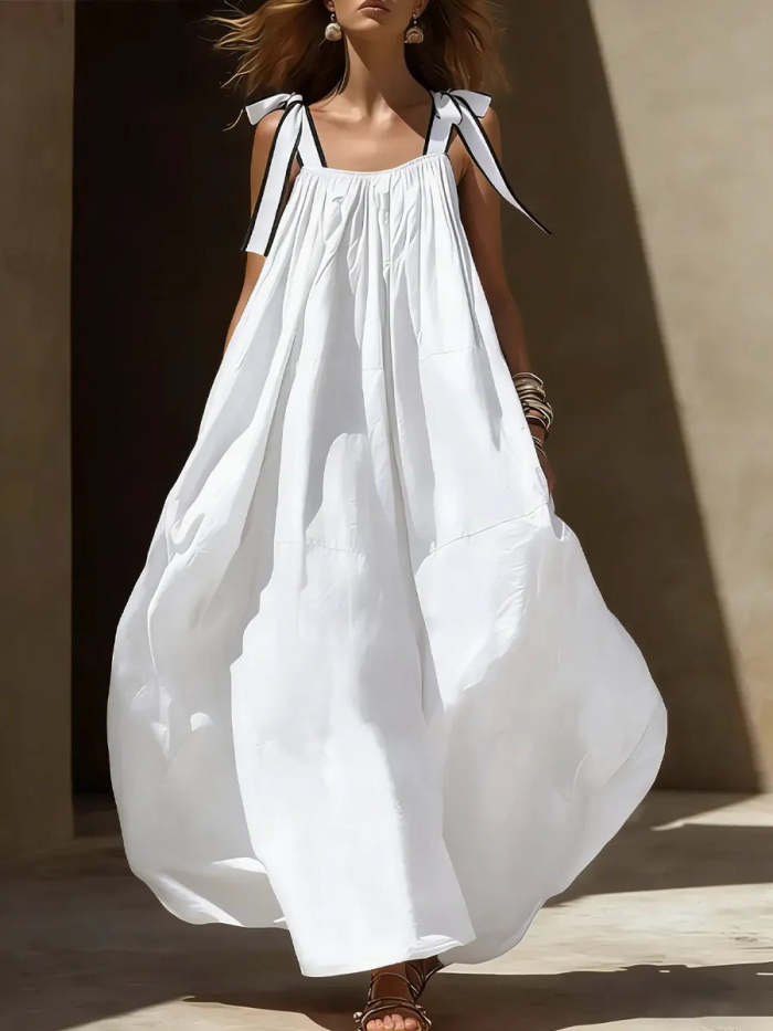 Women's Casual Vacation Style Spaghetti Strap Tie Dress