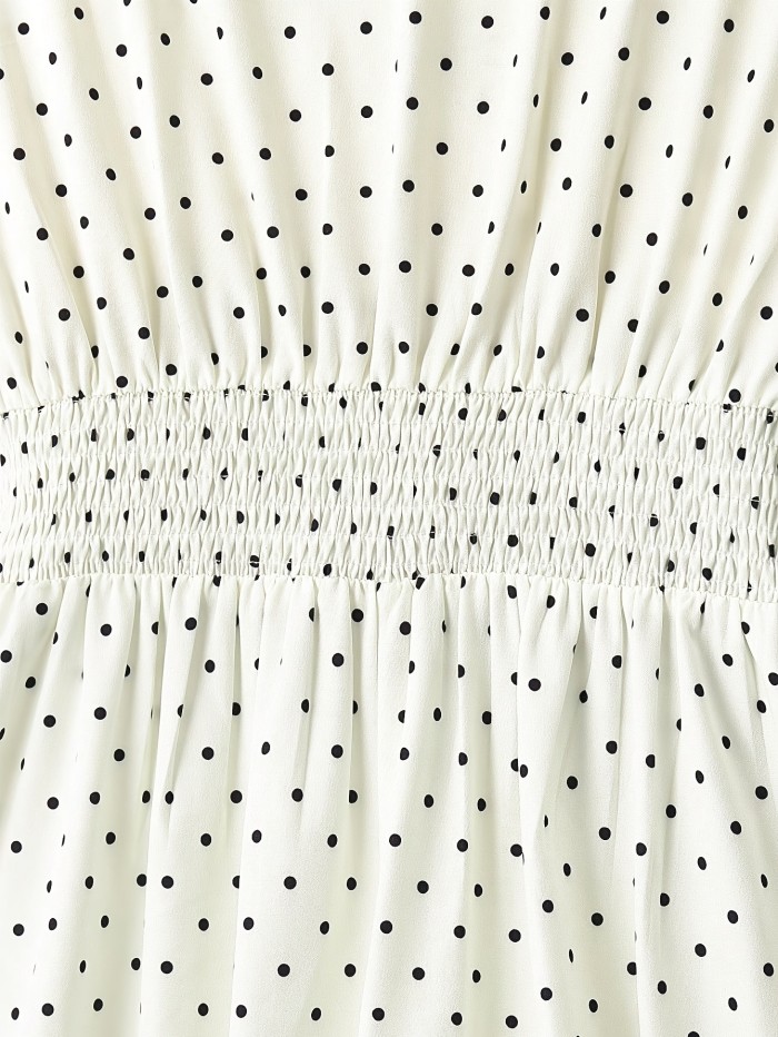 Women'S Polka Dot Cutout Lace Trim A-Line Midi Dress, Elegant French Retro Sleeveless Vest Dress