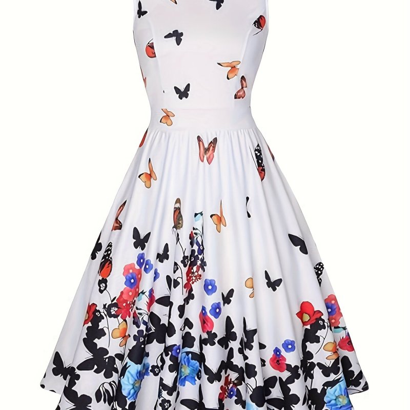 New Vintage Hepburn-style Waist-Cinching Flared Dress
