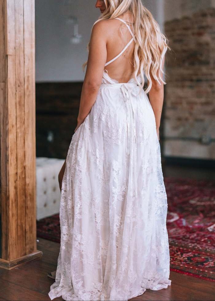 Celestial Multi-Wrap Lace Maxi Dress (Cream)