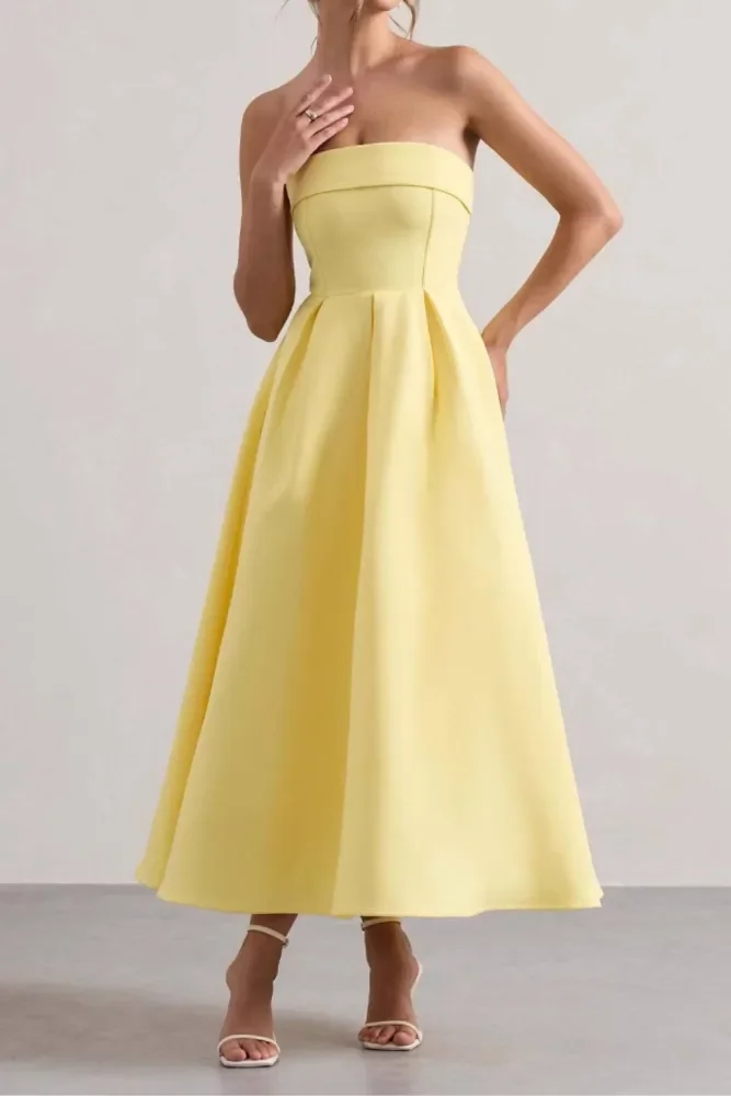 Strapless Off Shoulder High Waist A-Line Backless Maxi Dress For Parties And Evening Occasions