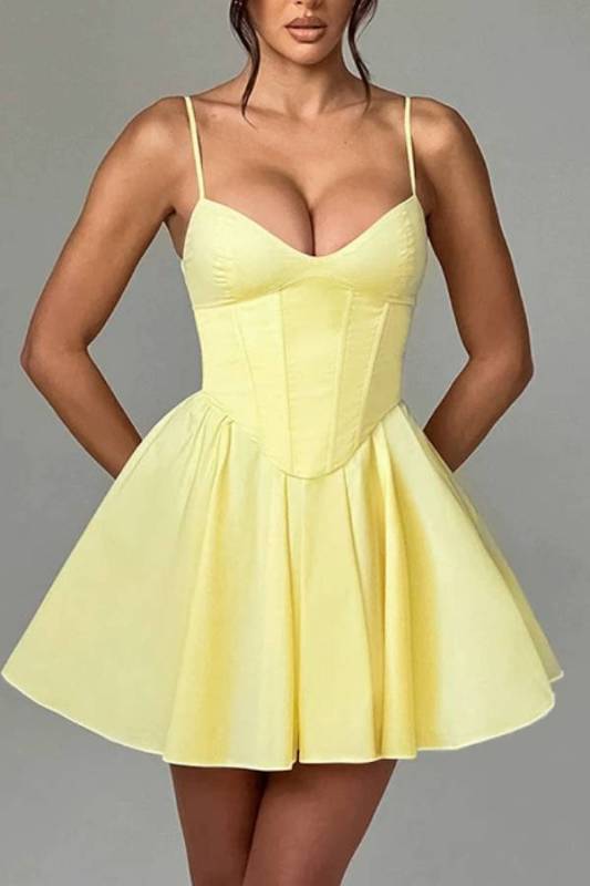 Slim and sexy suspender A-line dress