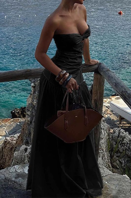 Sexy Beach Style Tube Top Hollow Maxi Dress