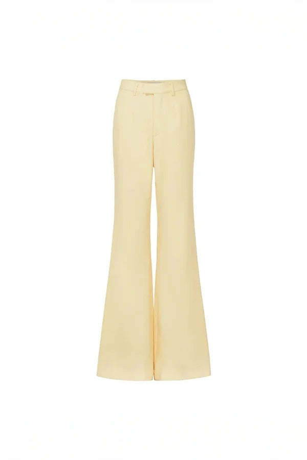 Every Occasion Crepe Panel Ruffles Strapless Top and High Rise Pocketed Flare Pants Set
