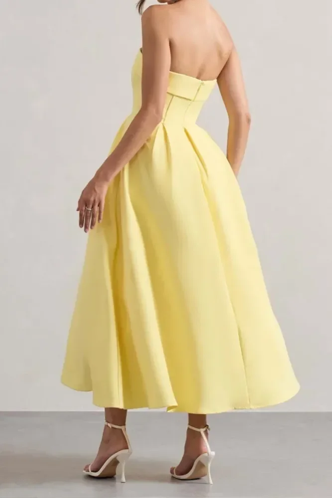 Strapless Off Shoulder High Waist A-Line Backless Maxi Dress For Parties And Evening Occasions