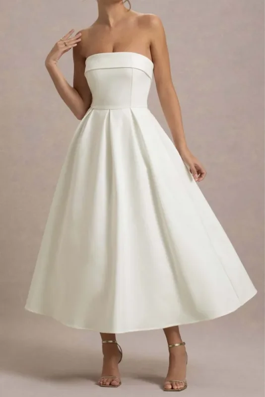 Strapless Off Shoulder High Waist A-Line Backless Maxi Dress For Parties And Evening Occasions