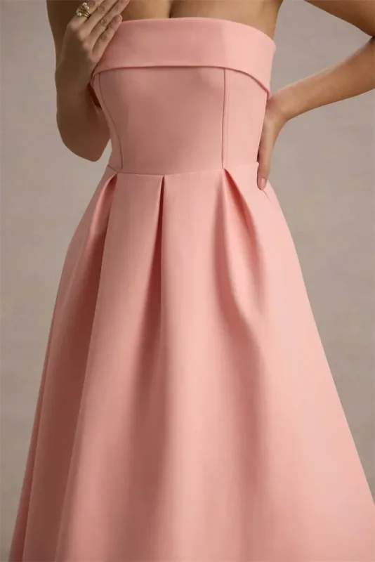 Strapless Off Shoulder High Waist A-Line Backless Maxi Dress For Parties And Evening Occasions