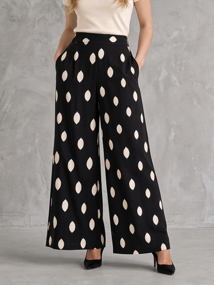 High Waisted Loose Contrast Color Pockets Printed Pants Trousers