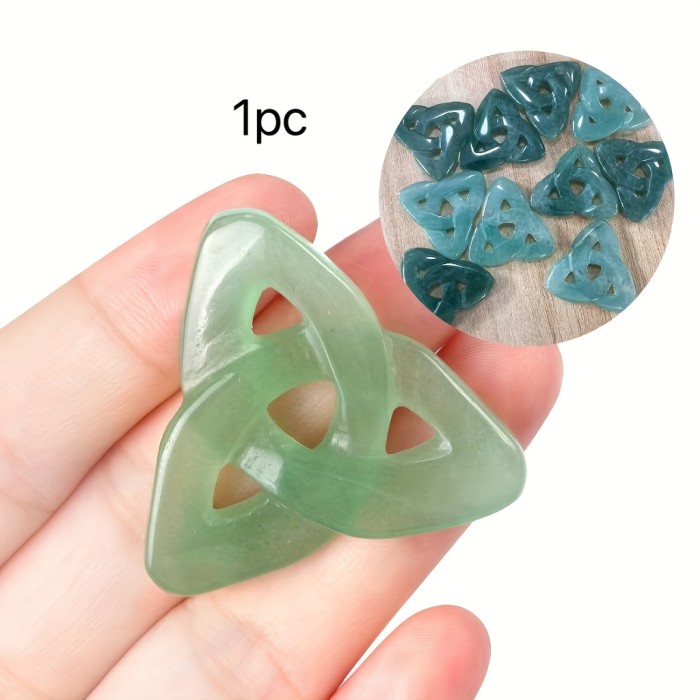 1pc Natural Crystal Celtic Knot - Gemstone Charm for Jewelry Making, Reiki Quartz Lucky Stone for DIY Necklace & Bracelet Crafts