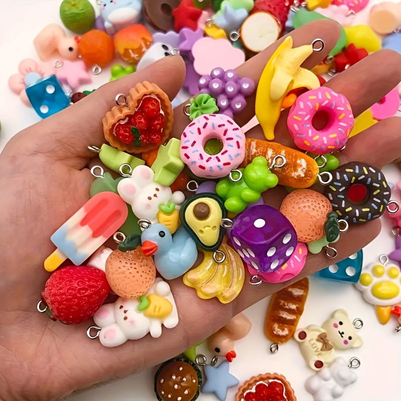 20pcs Whimsical Resin Animal plant Series Charms - Colorful Jewelry Making Supplies for Necklace, Bracelet, Earrings, and Pendant Creations - Handmade, Random Style, and Perfect for Crafting Enthusiasts