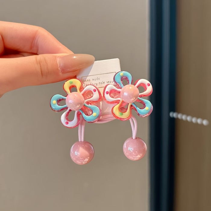 First Choice Gift New Dreamy Flower Hairpin Set + High Elastic Hair Rope | Macaron Color, Durable, Girly Hair Additions, Cute Ponytail Braid Tie, Hair Band Jewelry | Gift for Daughters