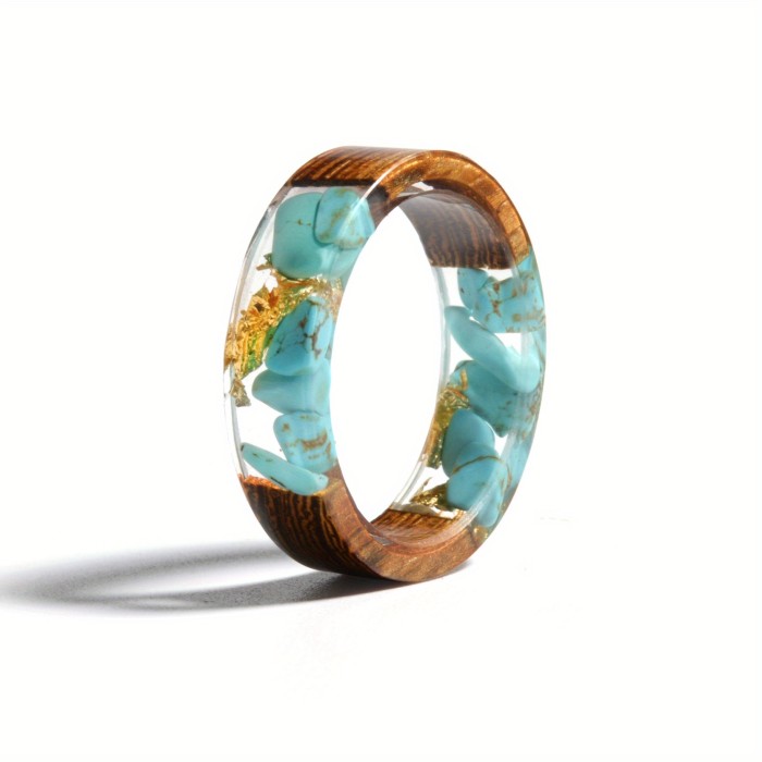Handmade Wood Resin Ring Anniversary Gift For Women