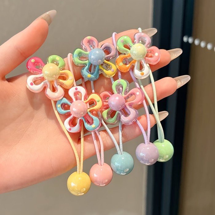 First Choice Gift New Dreamy Flower Hairpin Set + High Elastic Hair Rope | Macaron Color, Durable, Girly Hair Additions, Cute Ponytail Braid Tie, Hair Band Jewelry | Gift for Daughters