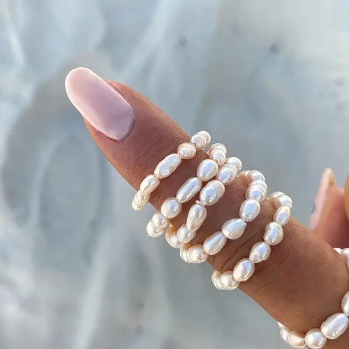 Freshwater Pearls Ring for Women, Minimalist Elegant, Suitable for Weddings Layering or Solo Wear, Versatile Everyday Wedding Accessory, Year-Round Timeless Gift, Valentine' Day