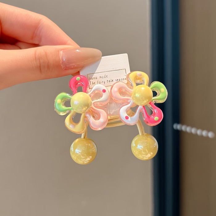 First Choice Gift New Dreamy Flower Hairpin Set + High Elastic Hair Rope | Macaron Color, Durable, Girly Hair Additions, Cute Ponytail Braid Tie, Hair Band Jewelry | Gift for Daughters