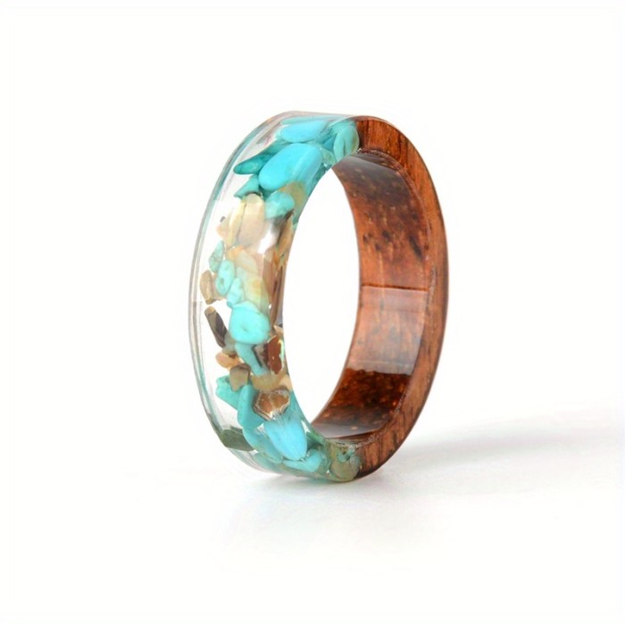 Handmade Wood Resin Ring Anniversary Gift For Women