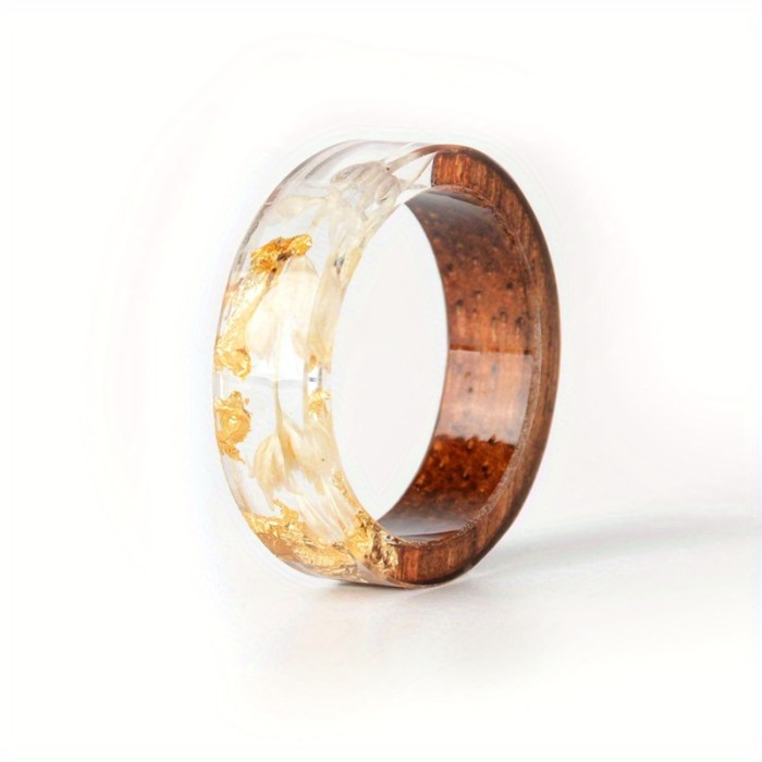 Handmade Wood Resin Ring Anniversary Gift For Women