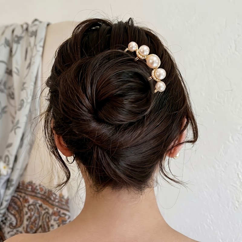 2pcs Minimalist Metal Hair Fork Set, Vintage Wave U-Shaped Hair Clip, Elegant French-Style Bun Styling Tool, Suitable for