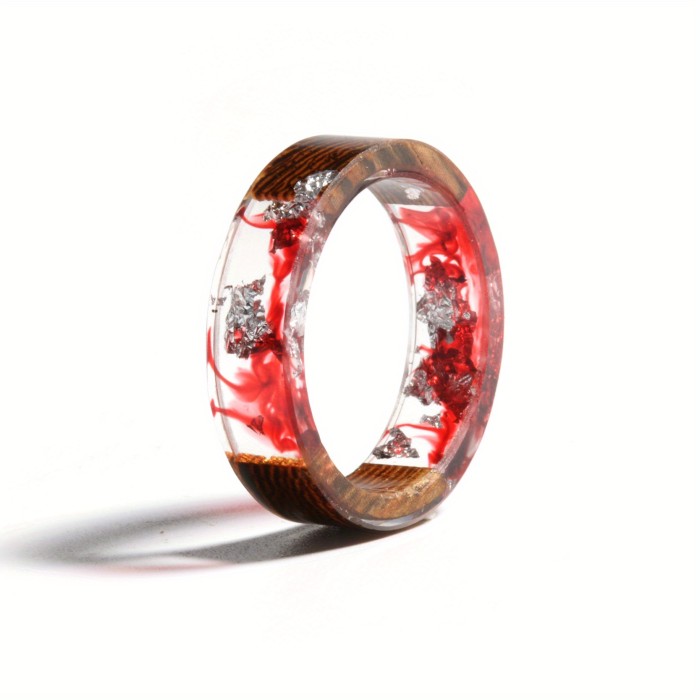 Handmade Wood Resin Ring Anniversary Gift For Women
