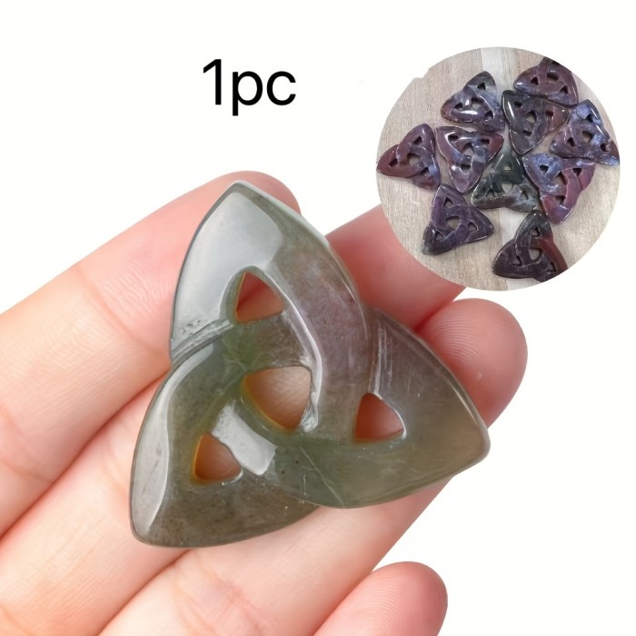 1pc Natural Crystal Celtic Knot - Gemstone Charm for Jewelry Making, Reiki Quartz Lucky Stone for DIY Necklace & Bracelet Crafts
