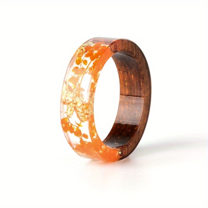 Handmade Wood Resin Ring Anniversary Gift For Women