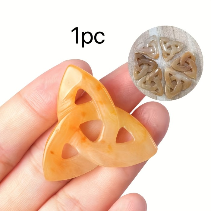 1pc Natural Crystal Celtic Knot - Gemstone Charm for Jewelry Making, Reiki Quartz Lucky Stone for DIY Necklace & Bracelet Crafts