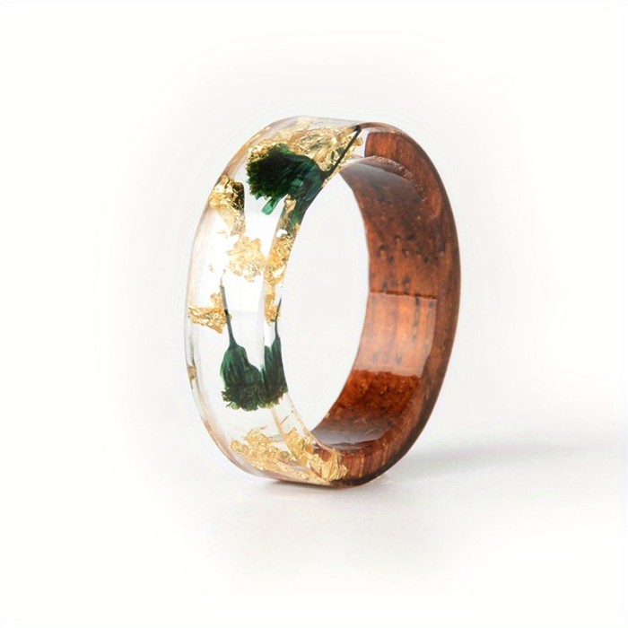 Handmade Wood Resin Ring Anniversary Gift For Women