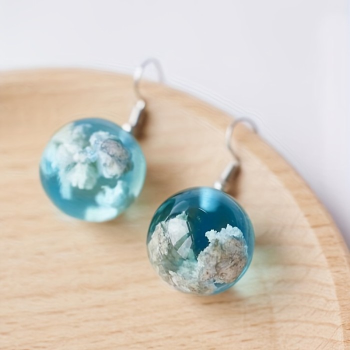 Blue Sky White Clouds Earrings