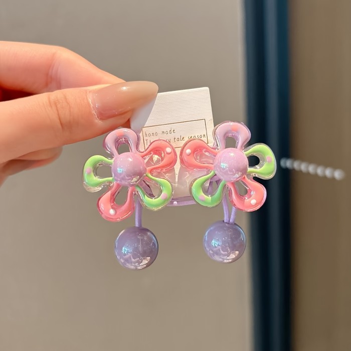 First Choice Gift New Dreamy Flower Hairpin Set + High Elastic Hair Rope | Macaron Color, Durable, Girly Hair Additions, Cute Ponytail Braid Tie, Hair Band Jewelry | Gift for Daughters