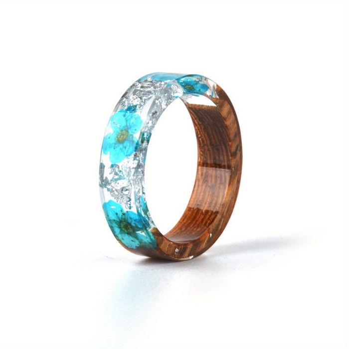 Handmade Wood Resin Ring Anniversary Gift For Women