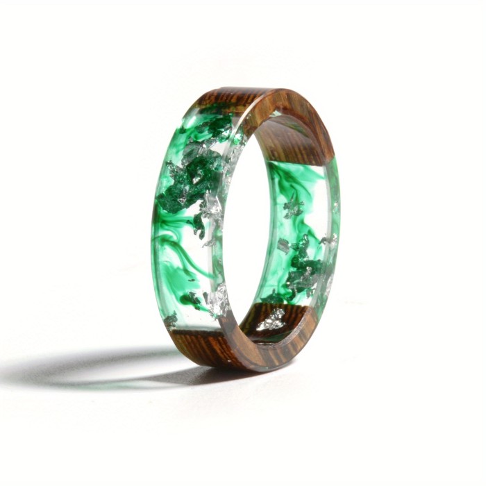 Handmade Wood Resin Ring Anniversary Gift For Women