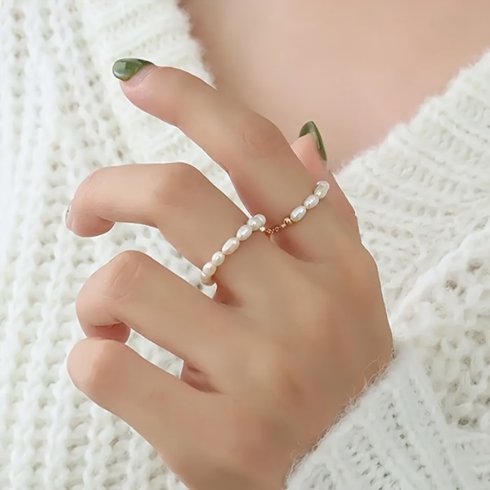 Freshwater Pearls Ring for Women, Minimalist Elegant, Suitable for Weddings Layering or Solo Wear, Versatile Everyday Wedding Accessory, Year-Round Timeless Gift, Valentine' Day