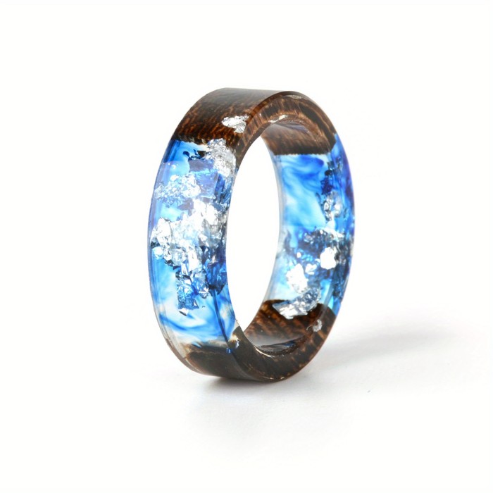Handmade Wood Resin Ring Anniversary Gift For Women