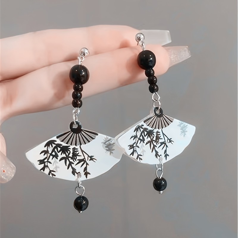 Women's Accessories Fashionable Printed 1 Pair Acrylic Fan-Shaped Pendant Earrings | Women's Jewelry for Party, Banquet, Vacation, Wedding