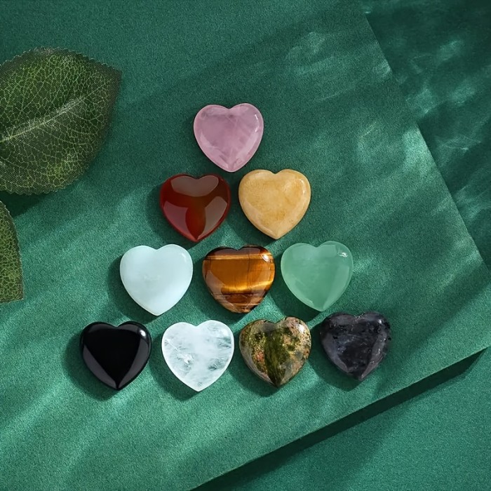 5PCs\u002F10pcs Heart-Shaped Crystal Set Perfect Crystal Stone Heart Gift, Crystal Heart Stone Decoration and Collection
