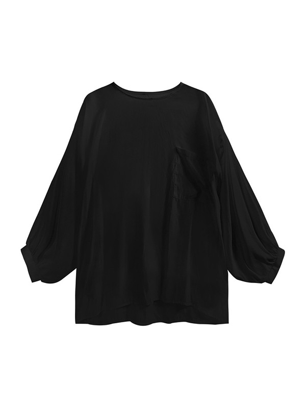 Solid Color Pockets Sleeveless Loose Round-Neck Vest Top T-Shirts
