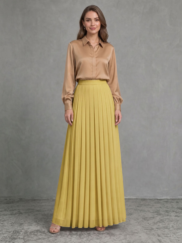 A-line High Waisted Pleated Solid Color Skirts Bottoms