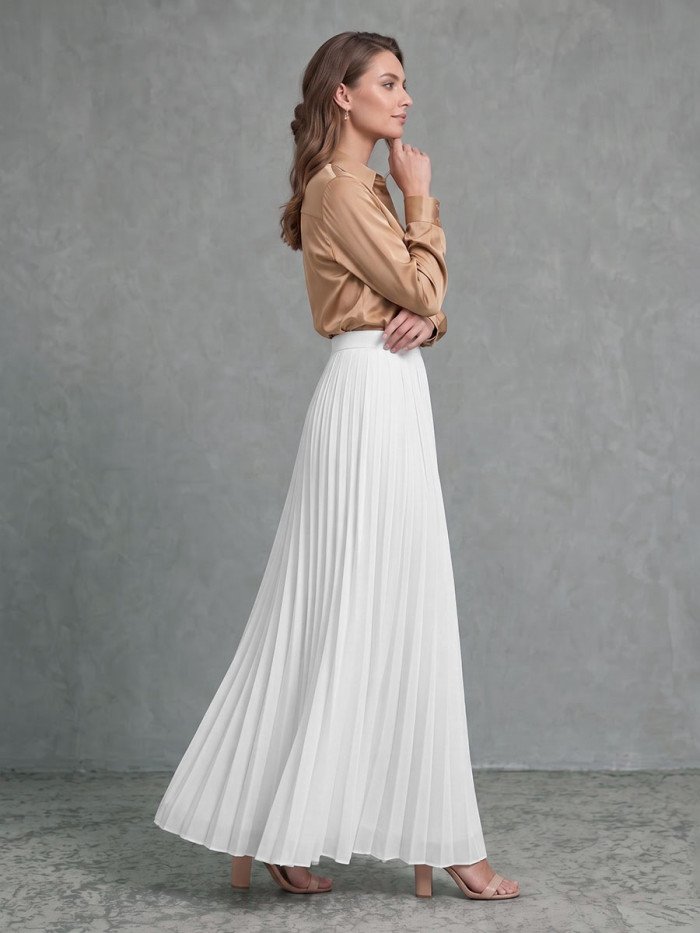 A-line High Waisted Pleated Solid Color Skirts Bottoms