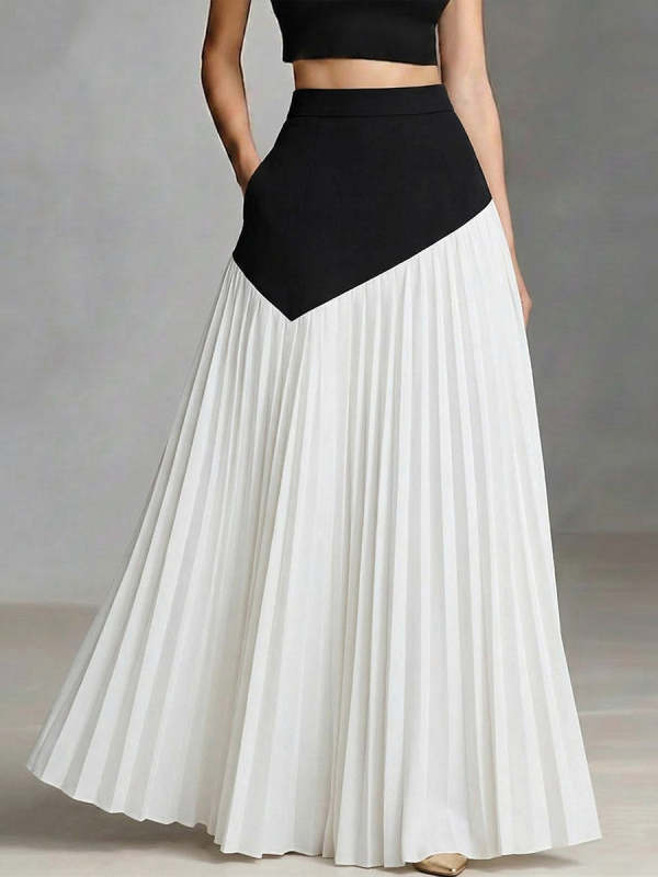 Women's High-Waisted Casual Loose Pleated Skirt