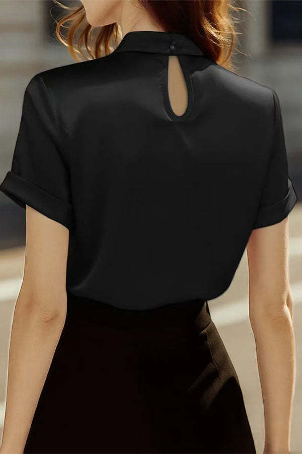 Eleganza LuxuryPearl-Beaded Satin Blouse