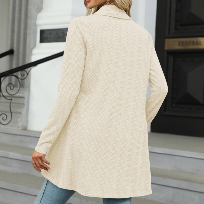 Women'S Draped Front Open Casual Long Sleeve Lightweight Knitted Solid Sweaters Cardigans