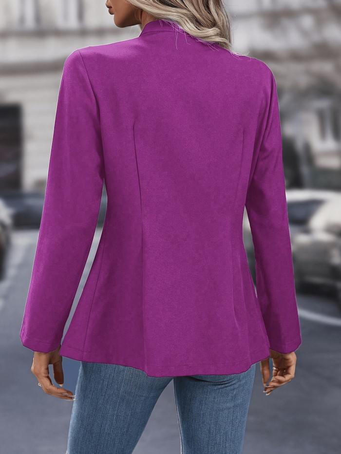 Women'S Suit Jacket Elegant Blazer Office Suit Double-Breasted Jacket Lightweight Coat Stand Collar 3\u002F4 Sleeve Casual Suit Fit Business Casual\u002FOffice Wear Elegant Premium Daily Wear Date Scene Women'S Suit Jacket Lightweight Jacket Office W