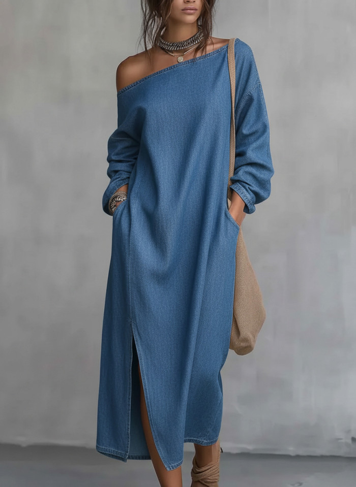 Women's Casual Off-the-shoulder Denim Dress