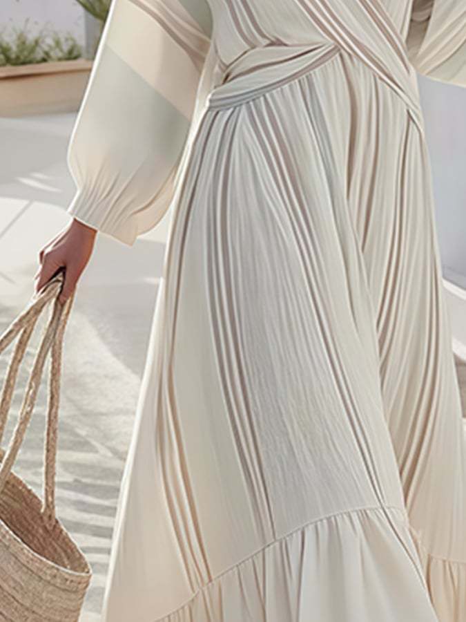 Women's Summer Cotton&Linen Lantern Sleeve Dress