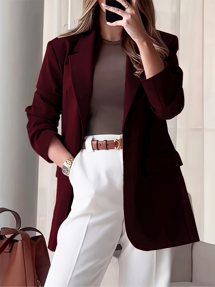 High-End Versatile Solid Color Button Lapel Casual Blazer