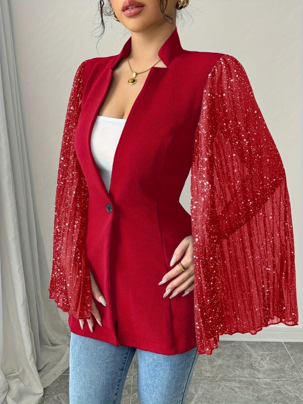 Elegant Fashionable Glamorous Shiny Bell Sleeve Women's Blazer