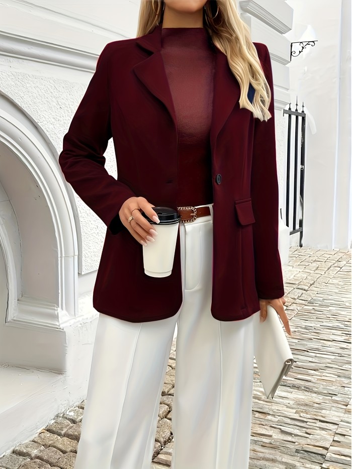 High-End Versatile Solid Color Button Lapel Casual Blazer