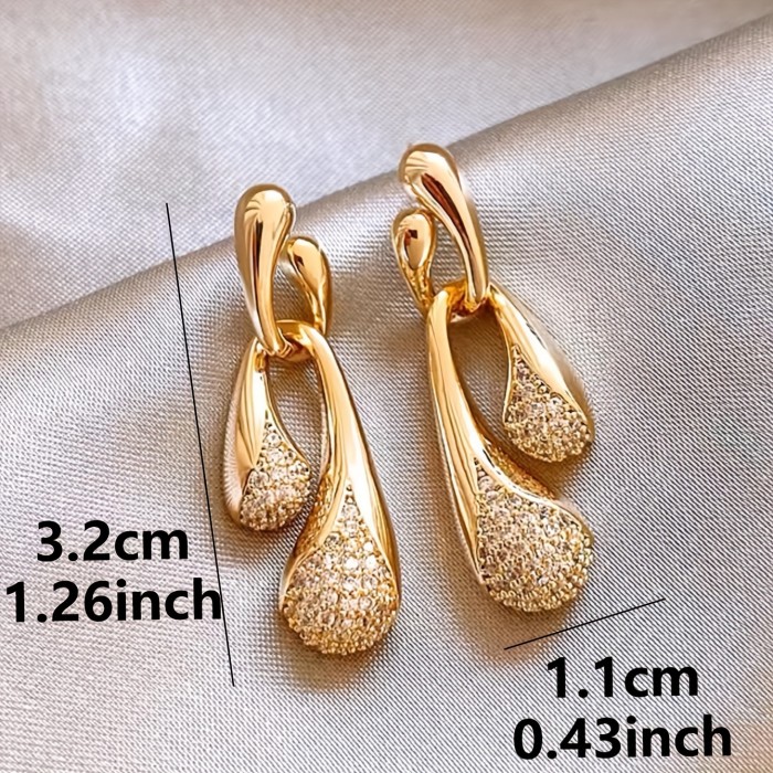 1 Pair of Irregular Artificial Glass Inlaid with Water Droplet Shaped Design, Unique, Luxurious, High-End, Fashionable And Elegant, Suitable for Daily Women'S Earrings