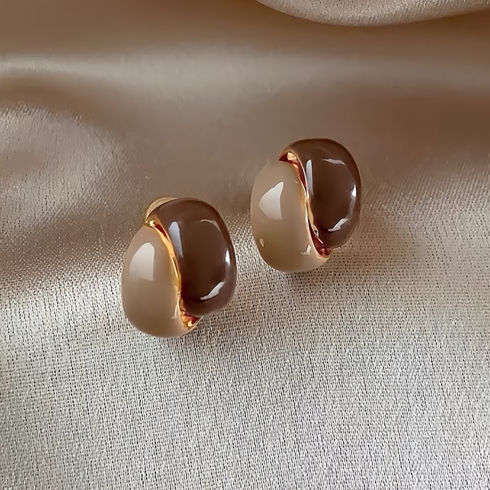 Vintage Geometric Earrings A Pair of Vintage Geometric Color-Blocked Enamel Drop Oil Design Earrings - Easy And Versatile - Unique And Sophisticated - Perfect for Women's Daily Commuting And Party Fashion