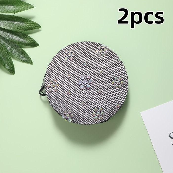 2pcs Invisible Baby's Breath Bun Net, Elastic Nylon Hair Net, Reusable, Suitable for Women, Bun Hairstyle, Ballet Dance Training, Sports, Indoor Fitness, Yoga, Pilates, Performances, Multi-Color